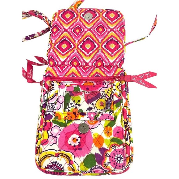 Vera Bradley Clementine Crossbody Bag Hipster Purse Pink/Yellow 8"x6" - Picture 9 of 16